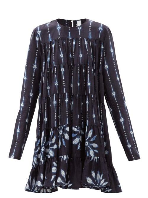 Matchesfashion.com Merlette - Soliman Shibori-dyed Cotton Dress - Womens - Navy Multi