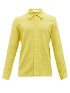 Sfr - Rampoua Pleated-yoke Crepe Shirt - Mens - Yellow