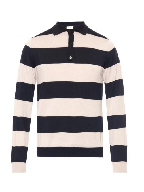 Esk Striped Cashmere And Cotton-blend Polo Shirt