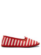 Ladies Shoes Vibi Venezia - Gondola Striped Canvas Flats - Womens - Red White