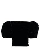 Matchesfashion.com Khaite - Kai Puff-sleeve Ruched Velvet Top - Womens - Black