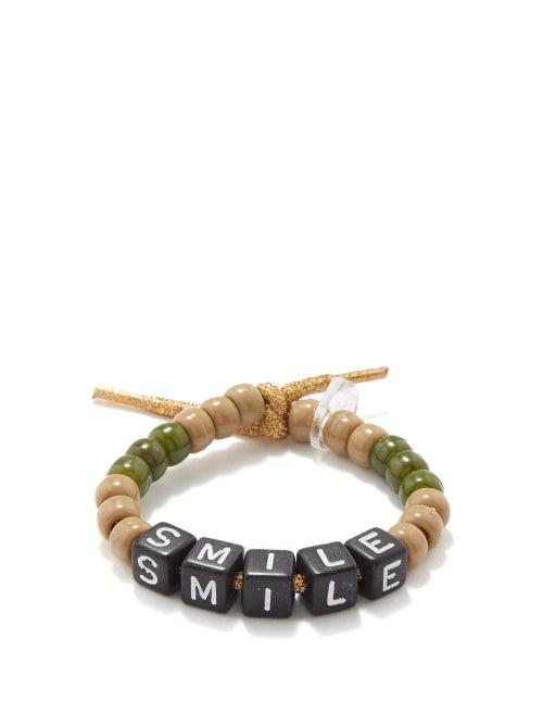 Lauren Rubinski - Smile Bead And Lurex Bracelet - Womens - Brown Multi