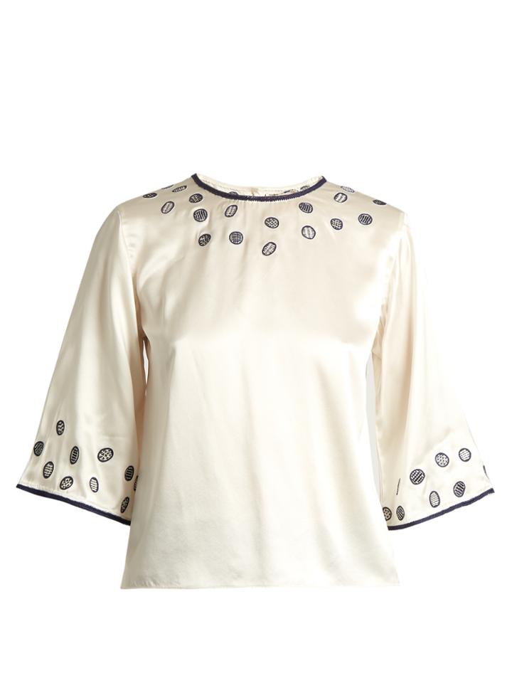 Jupe By Jackie Jurowkski Embroidered-satin Blouse