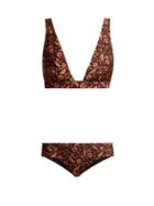 Matchesfashion.com Zimmermann - Juniper Floral Print Triangle Bikini - Womens - Black Print