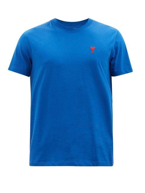 Mens Rtw Ami - Ami De Caur-logo Organic-cotton Jersey T-shirt - Mens - Blue