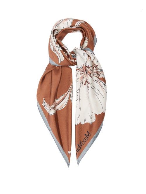 Ladies Accessories Max Mara - Aloesj Scarf - Womens - Brown White