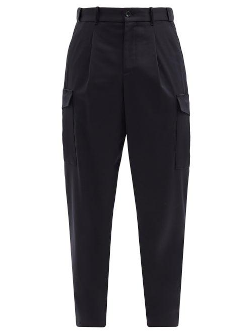 Matchesfashion.com Giorgio Armani - Pleated Wool-blend Gabardine Cargo Trousers - Mens - Dark Navy