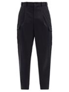 Matchesfashion.com Giorgio Armani - Pleated Wool-blend Gabardine Cargo Trousers - Mens - Dark Navy