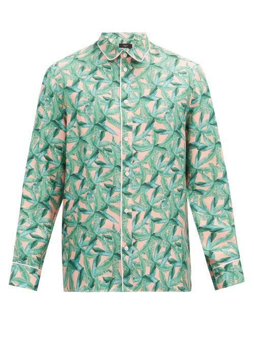 Matchesfashion.com Amiri - Banana Leaves-print Silk-twill Shirt - Mens - Green