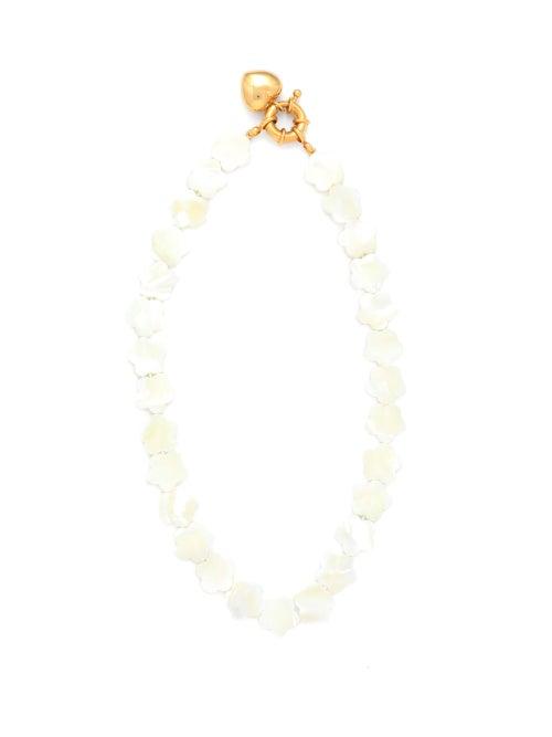 Matchesfashion.com Timeless Pearly - Floral Heart Charm Mother Of Pearl Necklace - Womens - Pearl