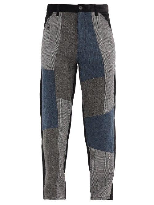 Matchesfashion.com Comme Des Garons Shirt - Patchwork Wool-twill And Cotton-corduroy Trousers - Mens - Black Grey