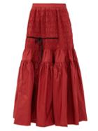 Matchesfashion.com Molly Goddard - Donnika Shirred High-rise Taffeta Skirt - Womens - Red
