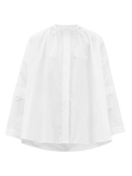 Matchesfashion.com Jil Sander - Cape Style Cotton Poplin Shirt - Womens - White