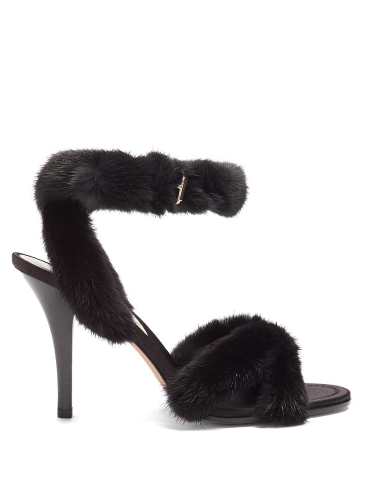 Valentino Fur-trimmed 95mm Sandals