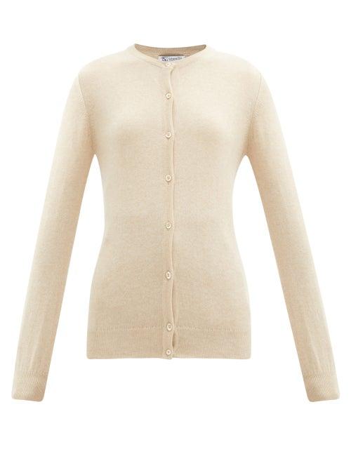 Matchesfashion.com Johnston's Of Elgin - Round-neck Cashmere Cardigan - Womens - Beige