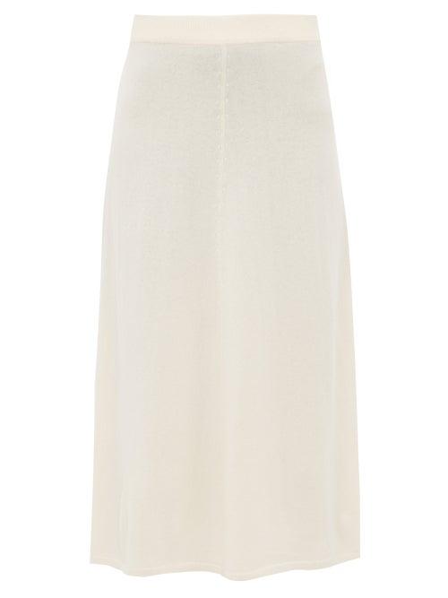 Matchesfashion.com Joseph - Fluted Wool Blend Midi Skirt - Womens - Ivory