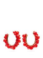 Matchesfashion.com Simone Rocha - Wiggle Small Beaded Hoop Earrings - Womens - Red