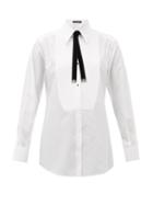 Matchesfashion.com Dolce & Gabbana - Bolo-tie Cotton Tuxedo Shirt - Womens - White