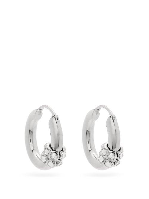Matchesfashion.com Chlo - Crystal-embellished Hoop Earrings - Womens - Silver