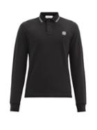 Matchesfashion.com Stone Island - Logo-patch Cotton-blend Long-sleeve Polo Shirt - Mens - Black