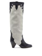 Matchesfashion.com Isabel Marant - Litz Suede And Leather Knee-high Boots - Womens - White Black
