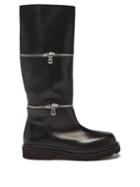 Marni - Zip-off Panel Leather Knee-high Boots - Womens - Black