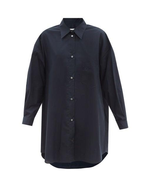 Ladies Rtw Mm6 Maison Margiela - Oversized Cotton-poplin Shirt Dress - Womens - Navy