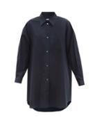 Ladies Rtw Mm6 Maison Margiela - Oversized Cotton-poplin Shirt Dress - Womens - Navy