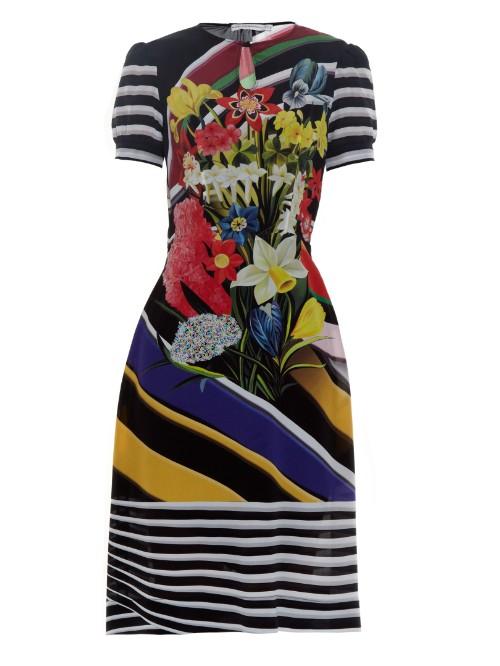 Mary Katrantzou Vitta Stripe Bouquet-print Dress