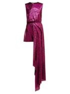 Matchesfashion.com Halpern - Sequinned Asymmetric Mini Dress - Womens - Pink