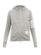 Matchesfashion.com Thom Browne - Zip Through Cotton Hooded Sweatshirt - Mens - Light Grey
