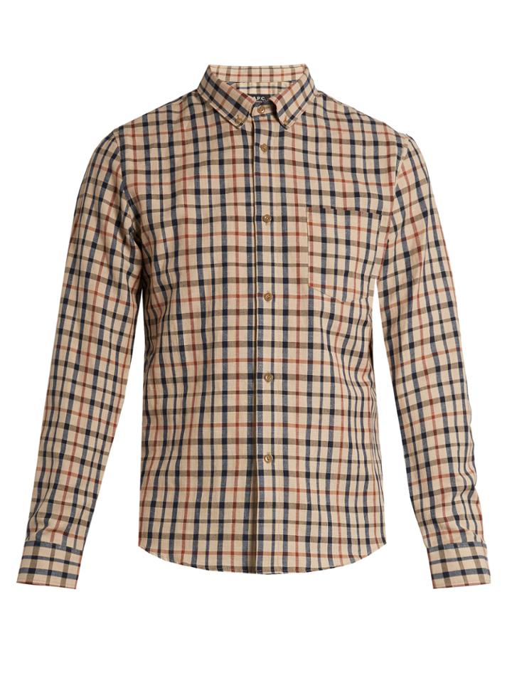 A.p.c. Checked Cotton And Linen-blend Shirt