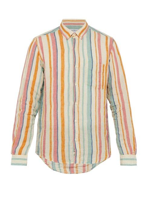Matchesfashion.com President's - Chatham Striped Linen Shirt - Mens - Multi