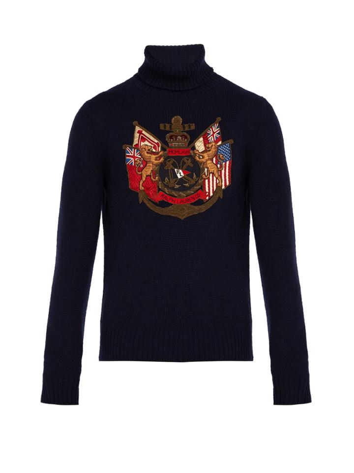 Ralph Lauren Purple Label Insignia-appliqu Cashmere Roll-neck Sweater