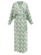 Bernadette - Floral-print Silk-crepe De Chine Wrap Robe - Womens - Green Multi