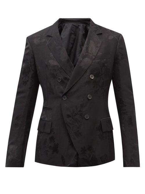 Haider Ackermann - Double-breasted Floral-jacquard Suit Jacket - Mens - Black
