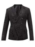 Haider Ackermann - Double-breasted Floral-jacquard Suit Jacket - Mens - Black