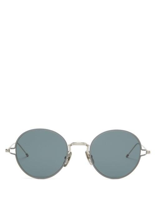 Matchesfashion.com Thom Browne - Round Metal Sunglasses - Mens - Grey