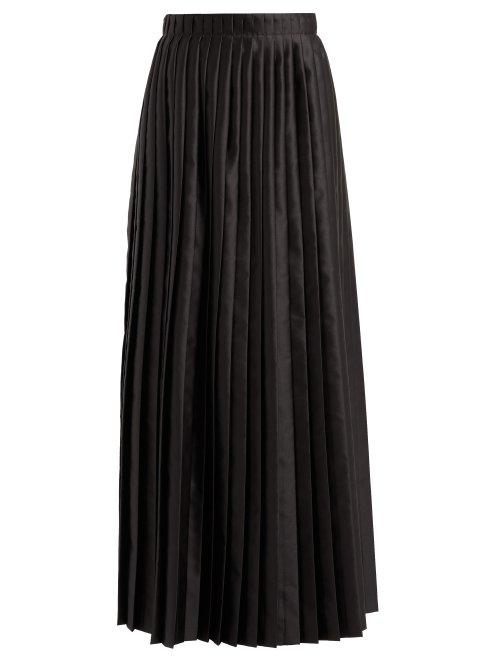 Matchesfashion.com Mm6 Maison Margiela - Pleated Satin Maxi Skirt - Womens - Black