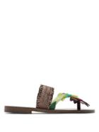 Matchesfashion.com Lvaro - Alberta Feather Embellished Sandals - Womens - Brown Multi