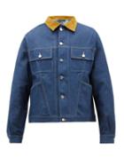 Matchesfashion.com E. Tautz - Corduroy Collar Denim Jacket - Mens - Denim
