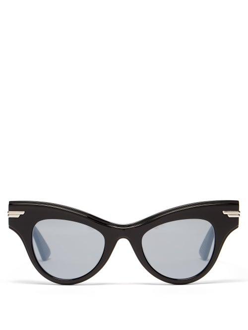 Bottega Veneta - Cat-eye Acetate Sunglasses - Womens - Black
