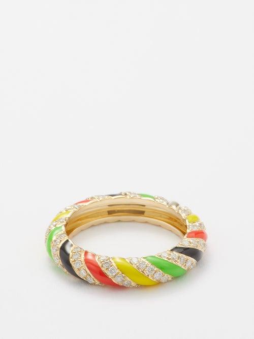 Yvonne Leon - Jamaique Diamond, Enamel & 9kt Gold Ring - Womens - Gold Multi