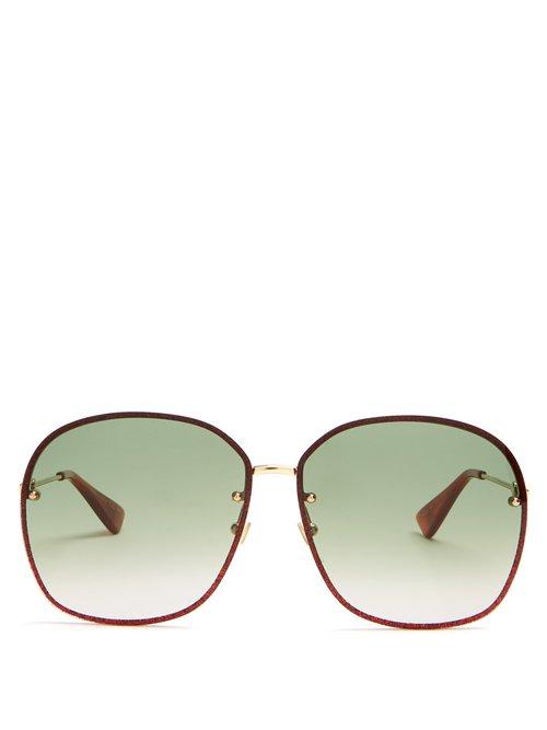 Matchesfashion.com Gucci - Glitter Embellished Sunglasses - Womens - Gold Multi
