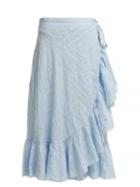 Matchesfashion.com Loup Charmant - Ruffled Cotton Wrap Skirt - Womens - Blue Stripe