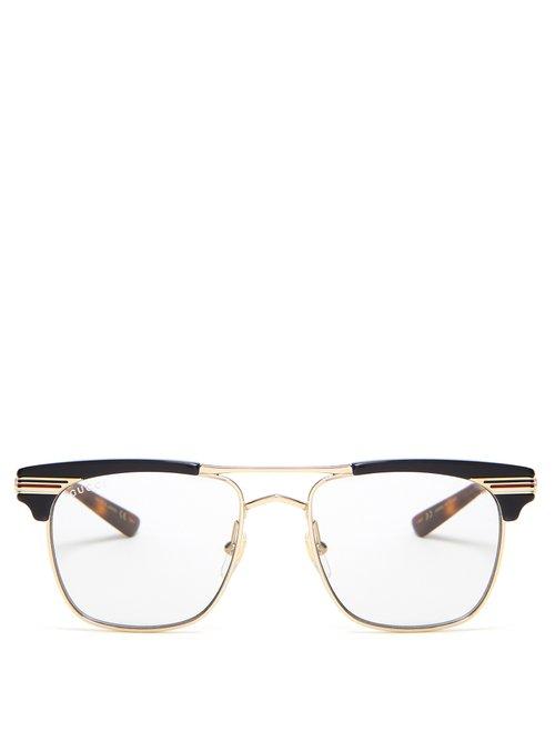 Matchesfashion.com Gucci - D Frame Metal Glasses - Mens - Gold