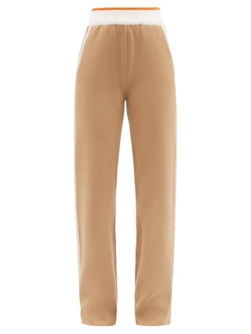 Cordova - Striped Merino-blend Track Pants - Womens - Brown