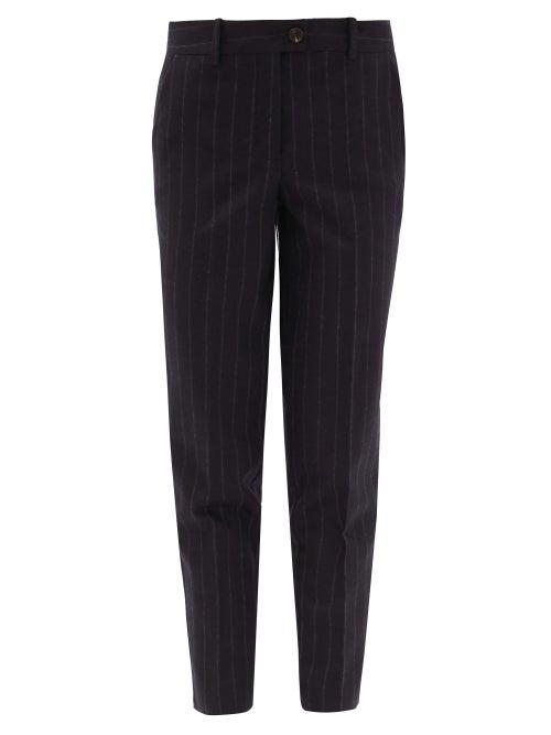 Matchesfashion.com Zanini - Tailored Pinstripe-wool Trousers - Womens - Blue Stripe