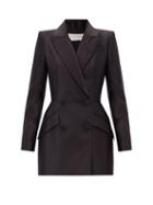 Matchesfashion.com Alexander Mcqueen - Double-breasted Silk-satin Suit Jacket - Womens - Black