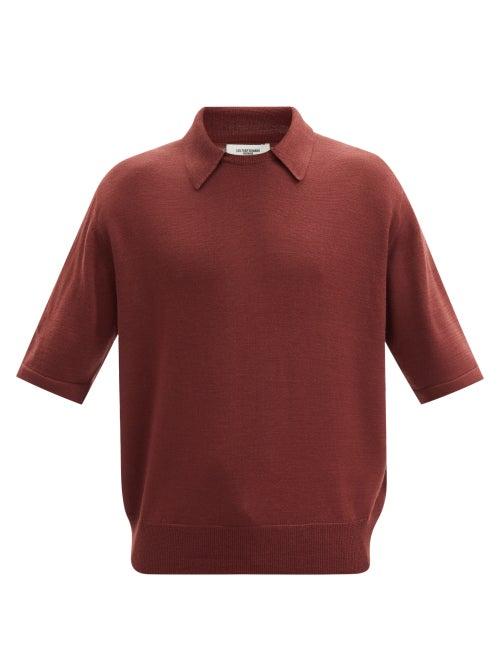 Le17septembre Homme - Layered-effect Collar Wool-blend Polo Shirt - Mens - Red